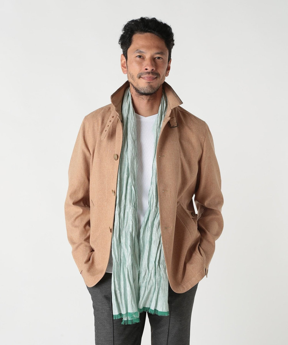 MEN'S BIGI ストライプワッシャー加工ストール グリーン