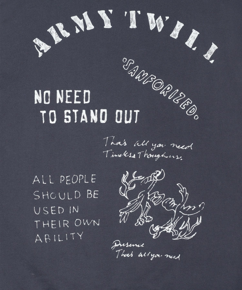 UNION STATION ARMY TWILL Crew Neck Sweat_Print チャコールグレー