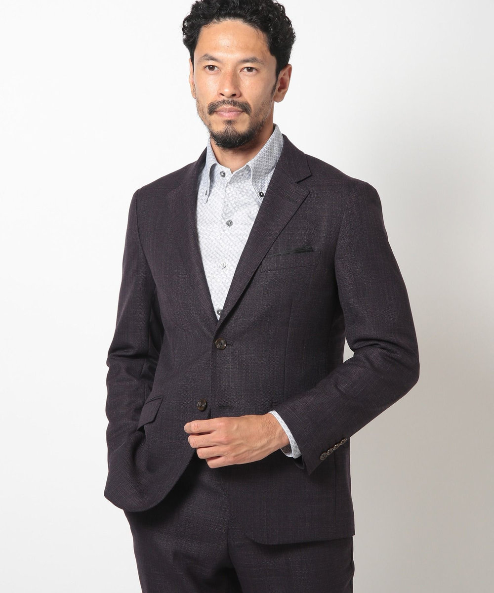MEN'S BIGI 【ACTIVE TAILOR】ミックスヤーン/ホップサックジャケット＜セットアップ・スリーピース対応＞ ボルドー