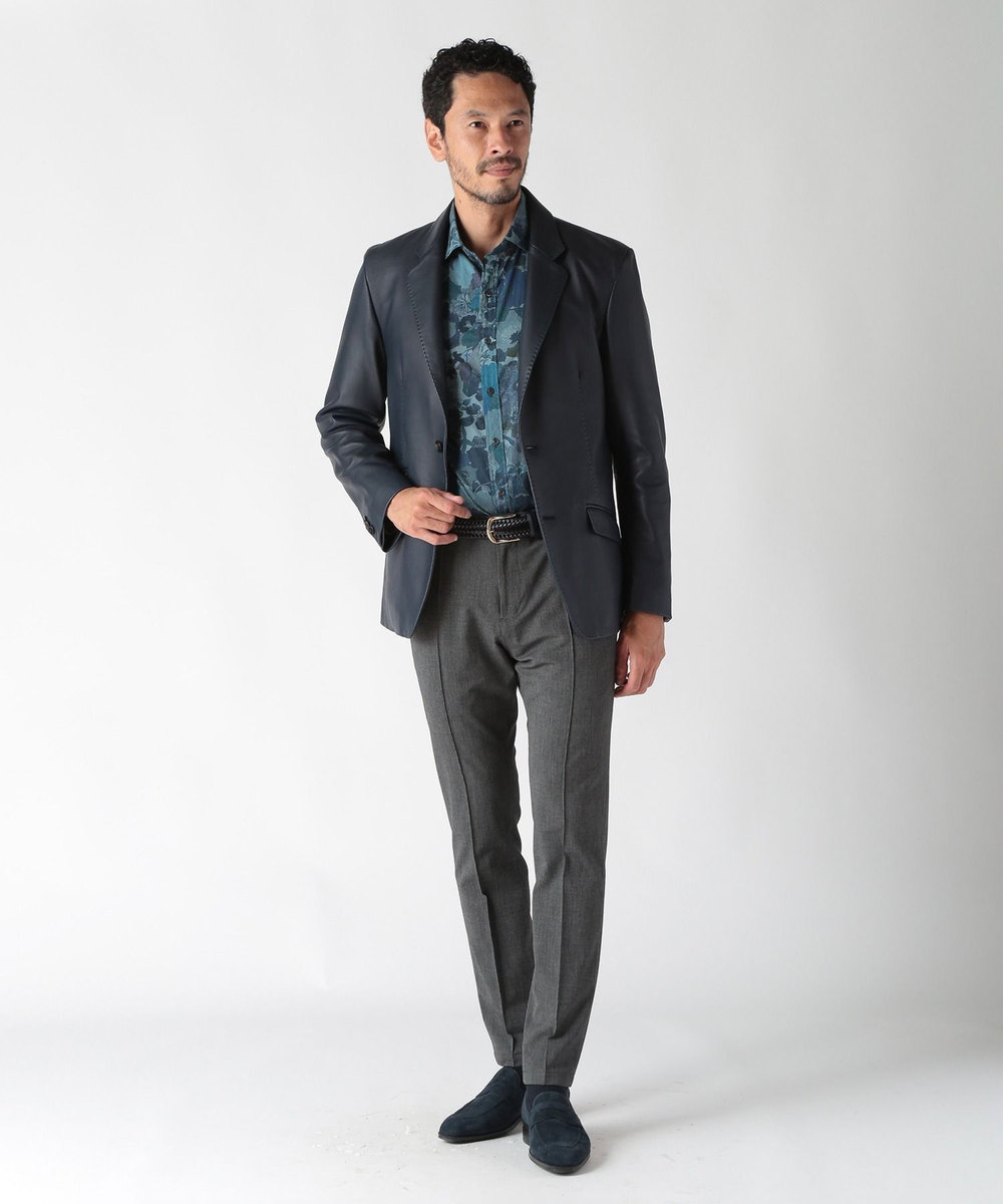 MEN'S BIGI シープレザーテーラードジャケット ネイビー