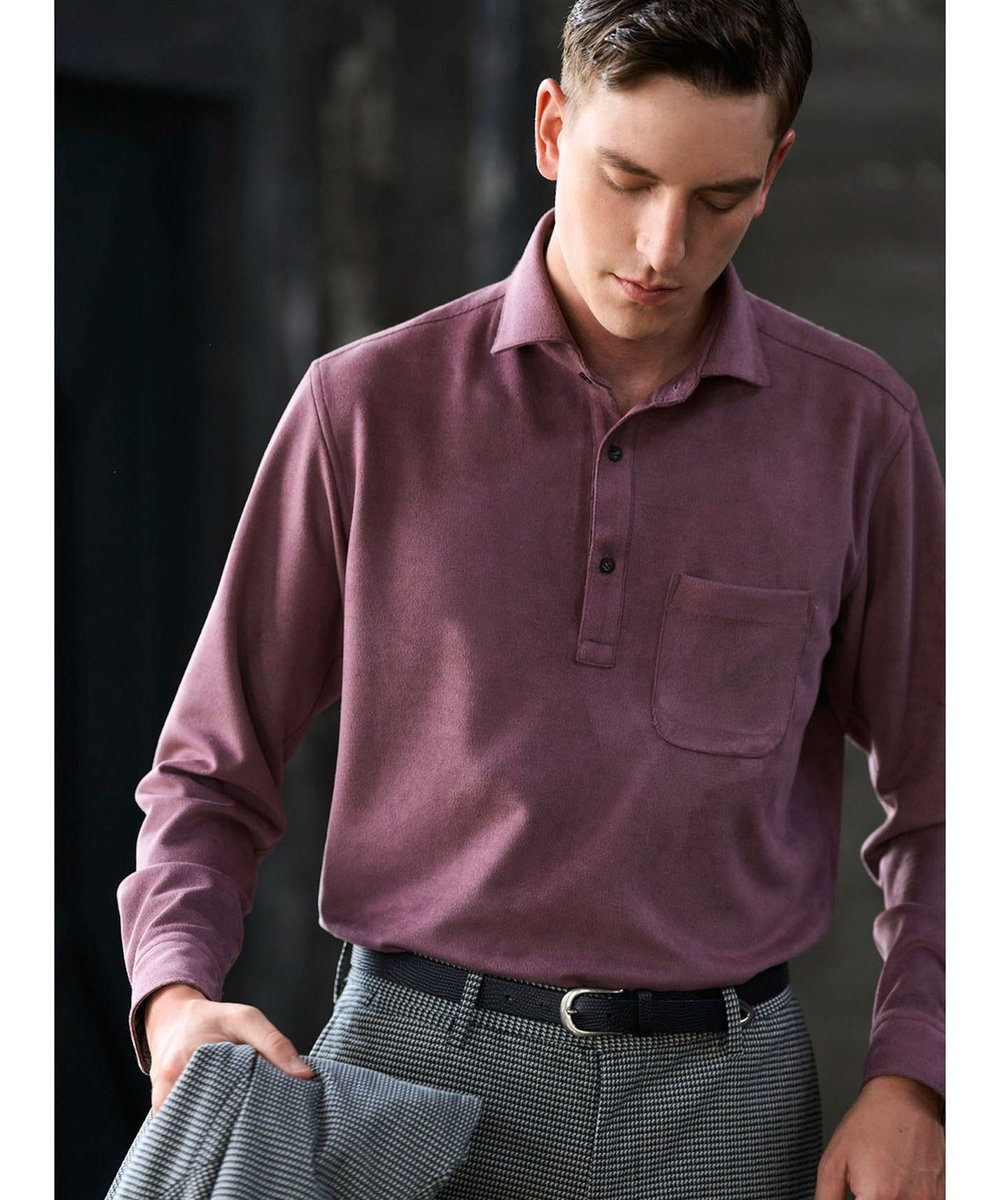 MEN'S BIGI ピケスエードカットシャツ パープル