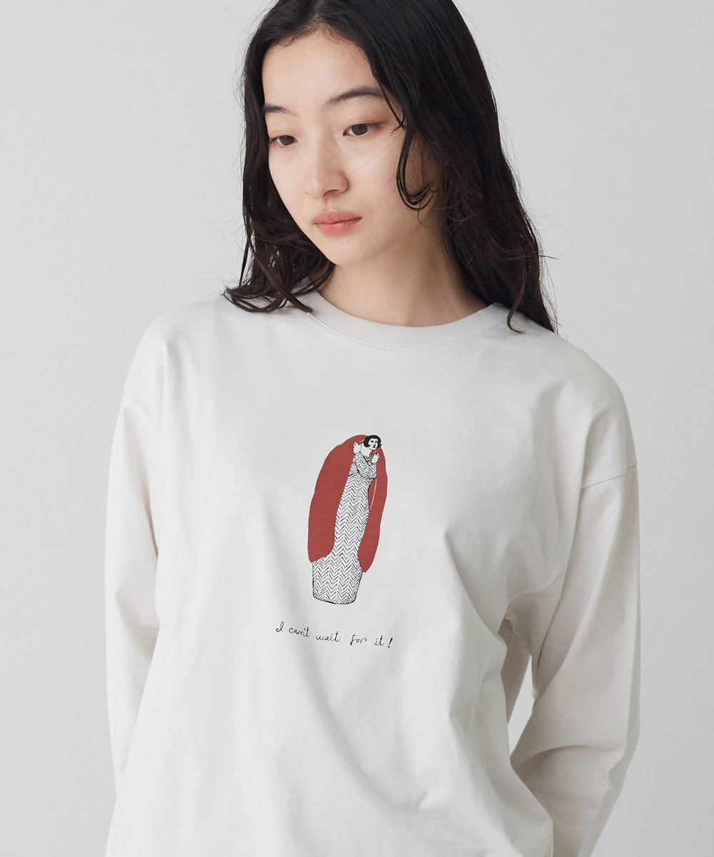 congés payés ADIEU TRISTESSE 《ナガノチサトさんコラボ》ロングスリーブTシャツ グレー