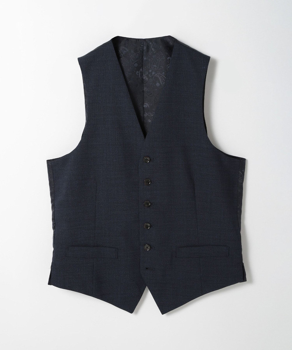MEN'S BIGI ウールメランジ千鳥格子ベスト＜セットアップ＞ ネイビー
