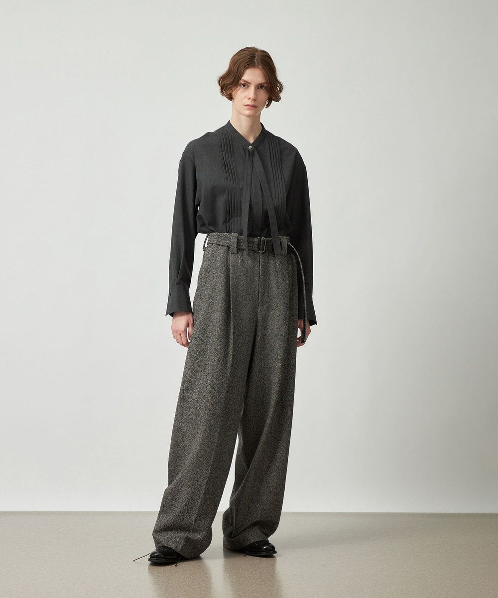 DÉPAREILLÉ WASHABLE WOOL BOW SHIRT / ウォッシャブルウールボウシャツ チャコールグレー
