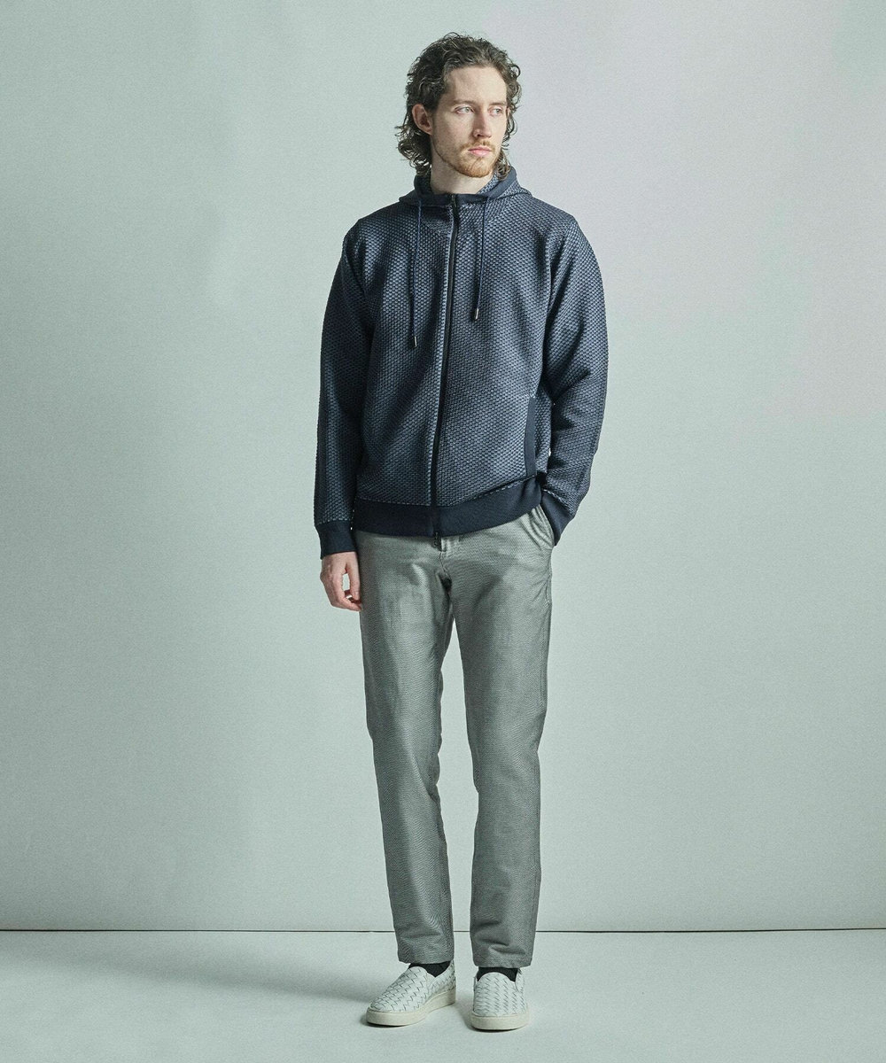 MEN'S BIGI ハニカムニット ジップパーカー ネイビー