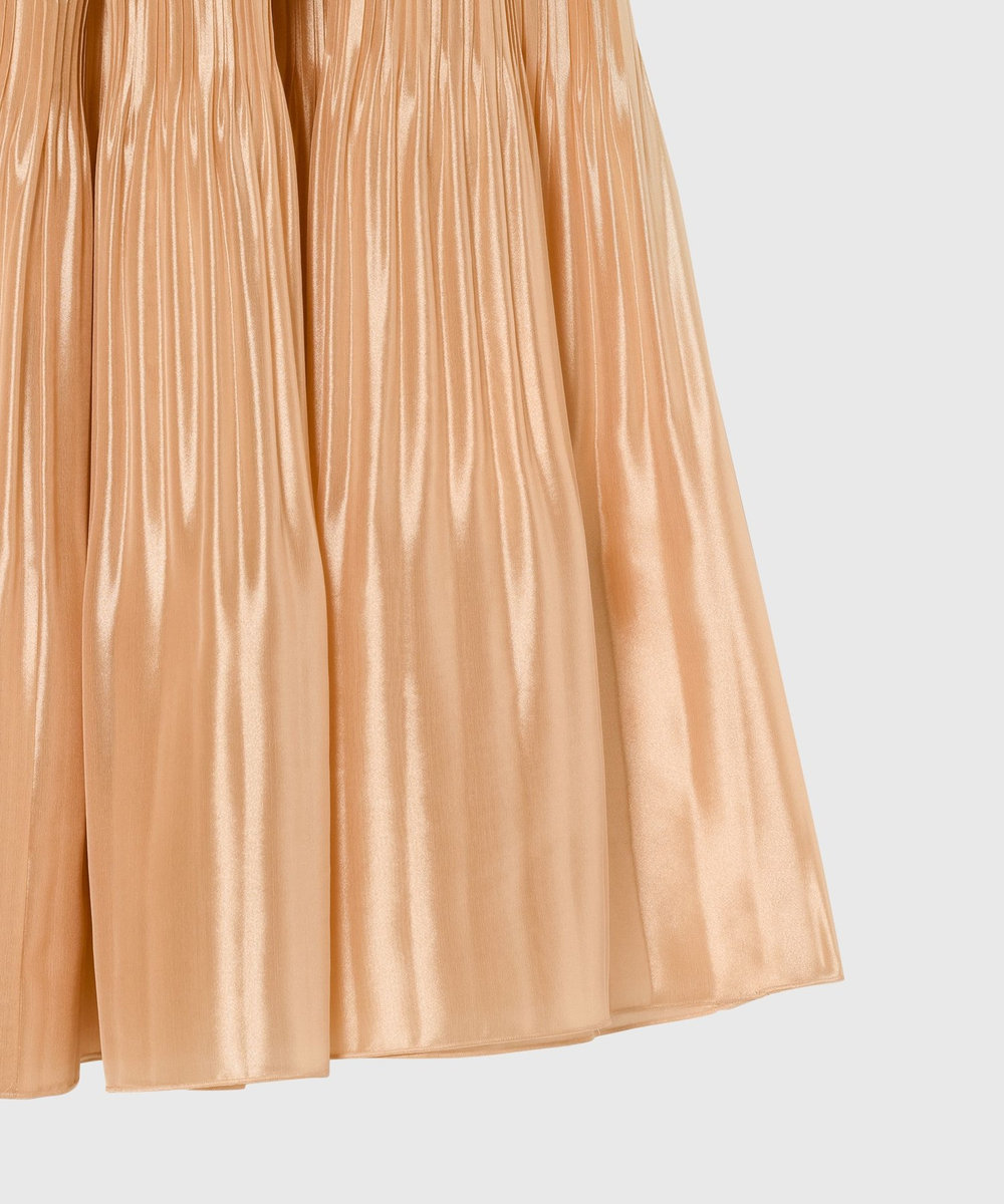 DÉPAREILLÉ SILK POLYESTER TIERED PLEATS SKIRT / シルクポリエステルティアードプリーツスカート オレンジ