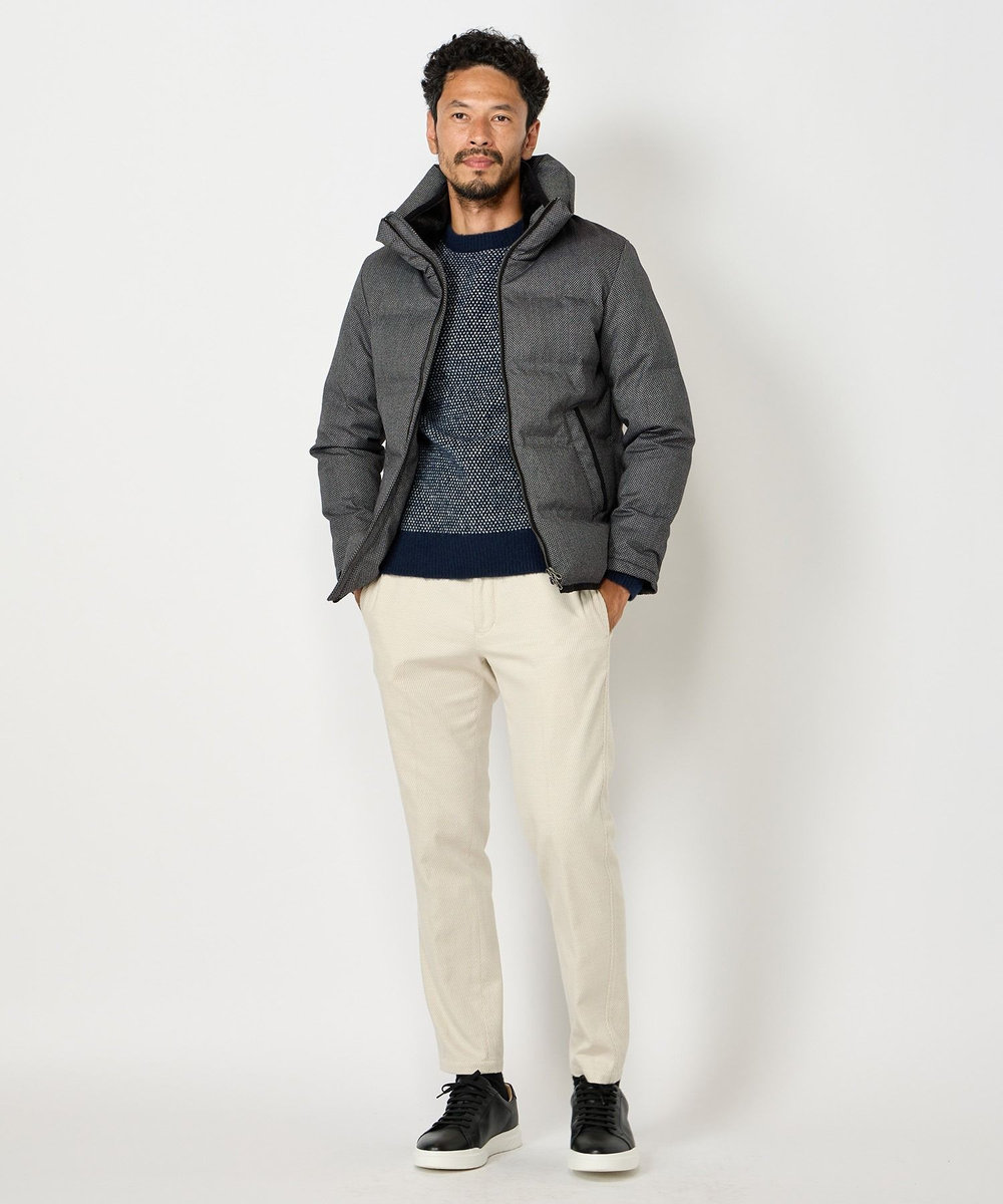 MEN'S BIGI マイクロブロックチェックボリュームネックダウン グレー系その他