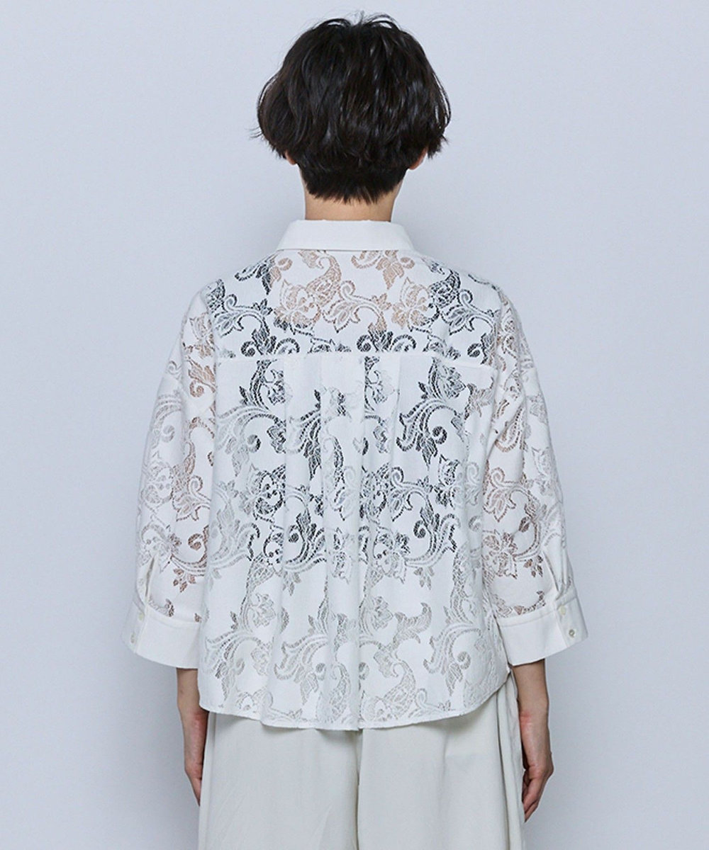 feerique feerique レースコットン混シャツ ホワイト
