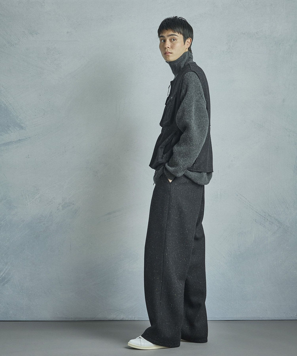 MEN'S BIGI 【50th Anniv . 菊池武夫】HARRIS TWEED COLOR NEP VEST ブラック