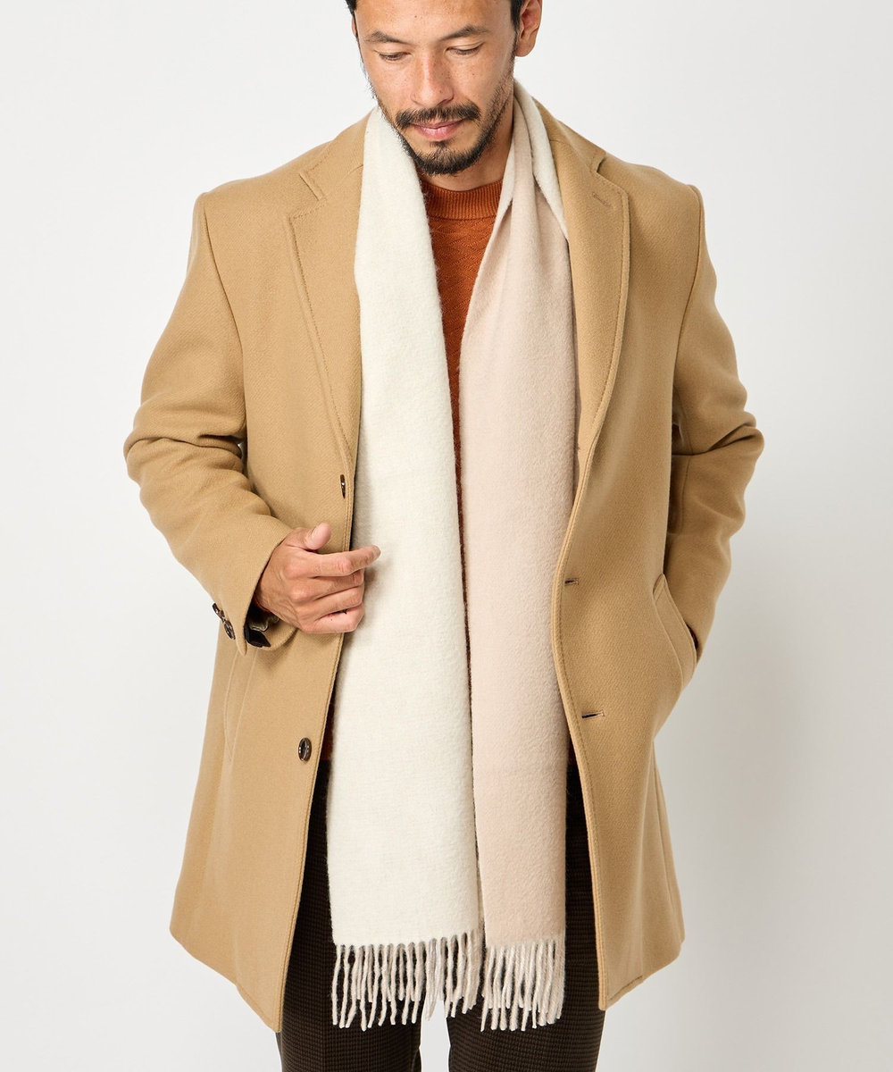 MEN'S BIGI リバーシブルウールマフラー オフホワイト