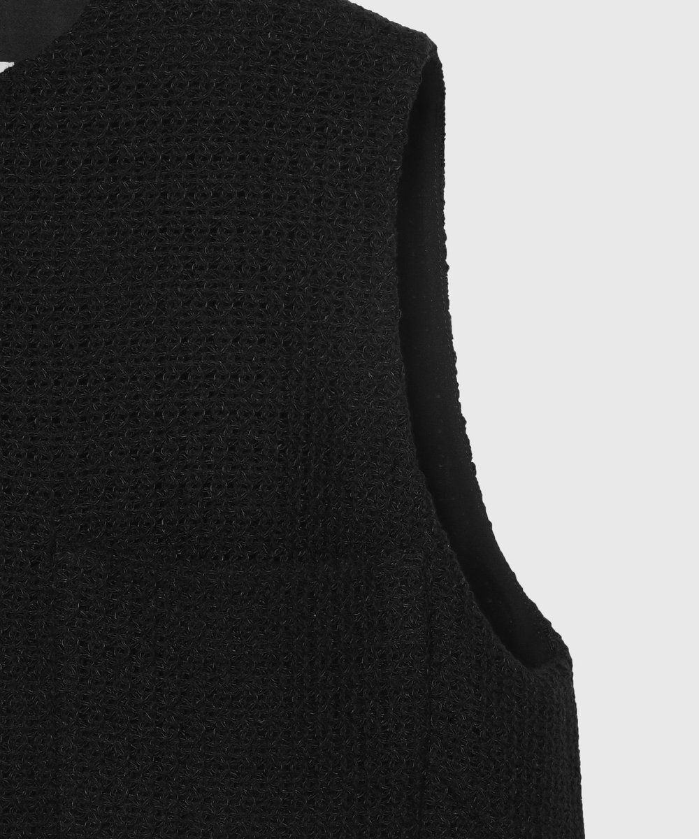DÉPAREILLÉ COTTON RAYON KARAMI GILET / コットンレーヨンカラミジレ ブラック