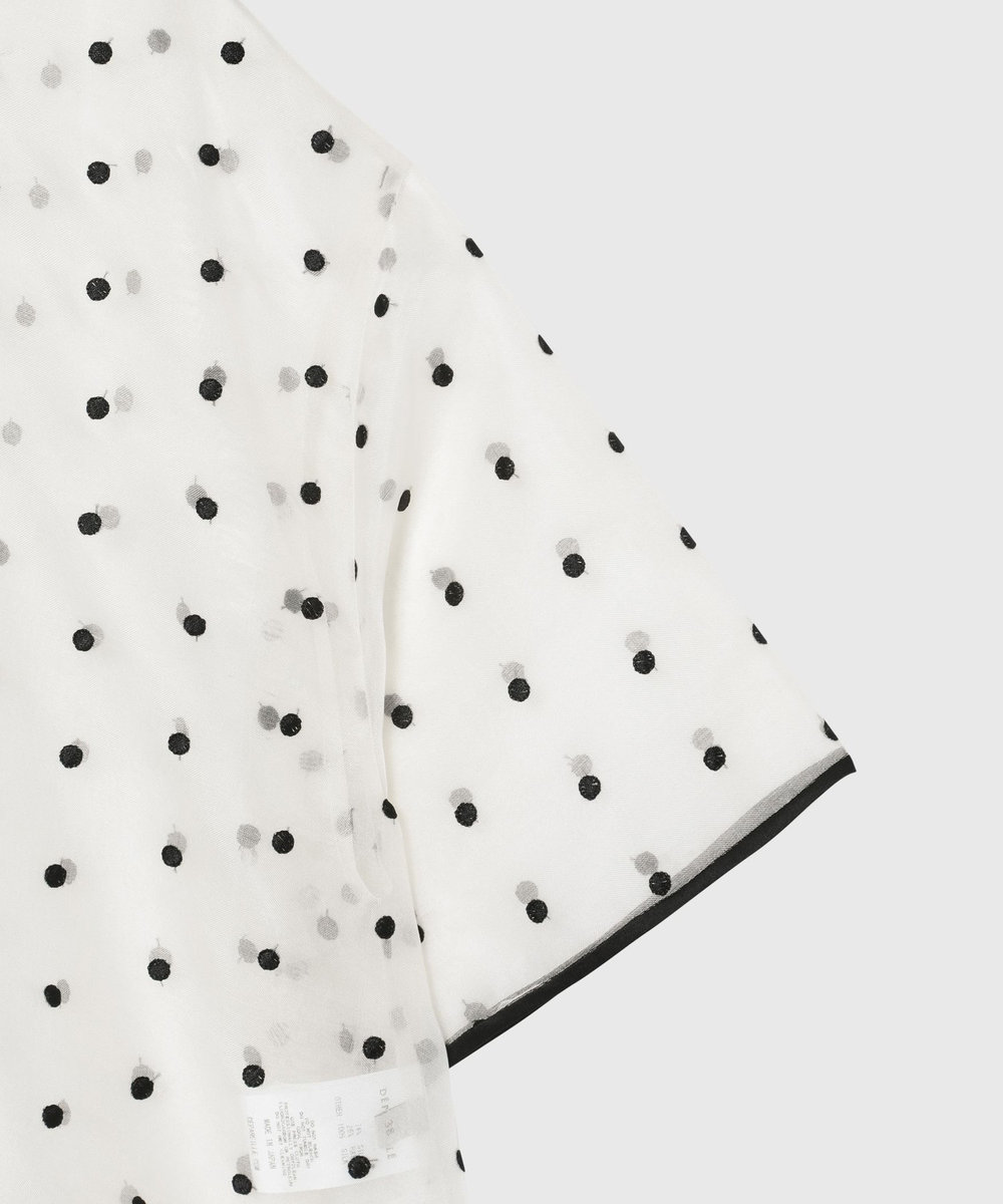 DÉPAREILLÉ DOT ORGANDY SHORT SLEEVE BLOUSE / ドットオーガンジーショートスリーブブラウス ホワイト