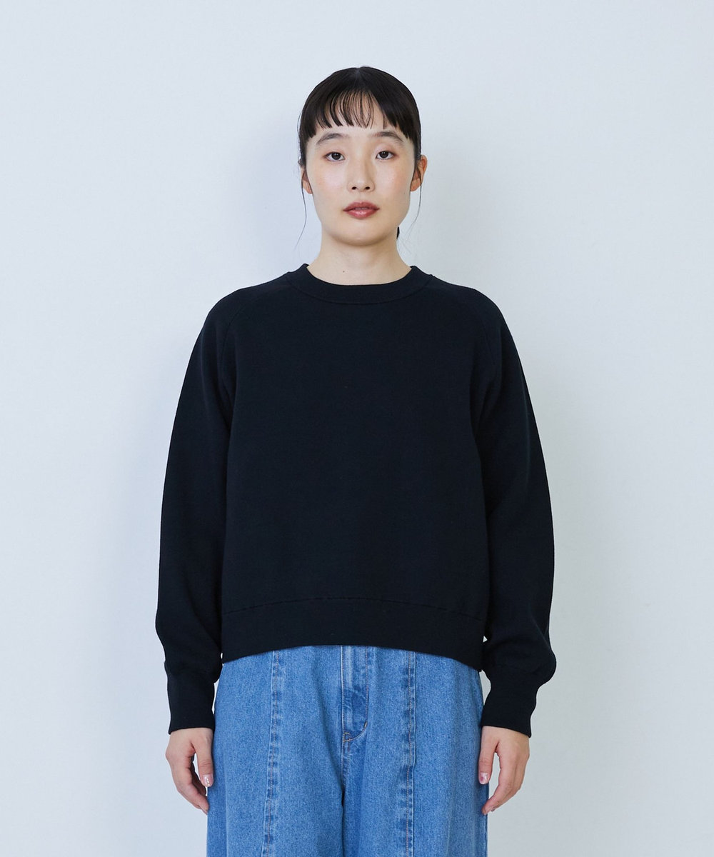 LOISIR コットン接結編みニットプルオーバー ブラック