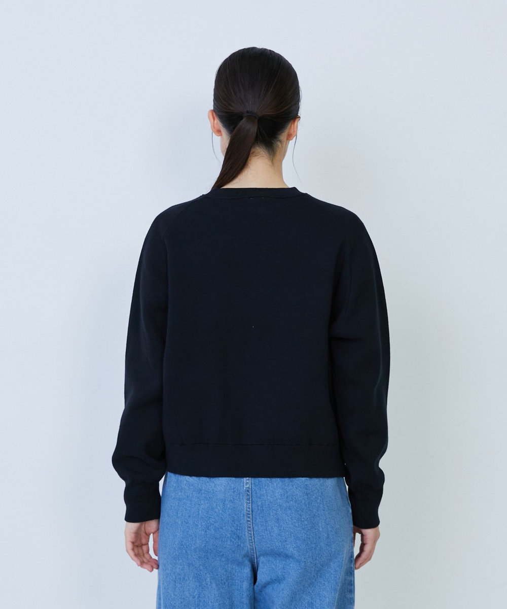 LOISIR コットン接結編みニットプルオーバー ブラック