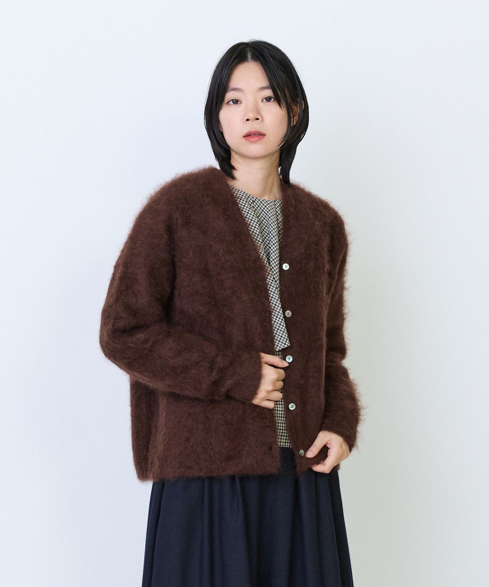 LOISIR カシミヤファー加工カーディガン ブラウン