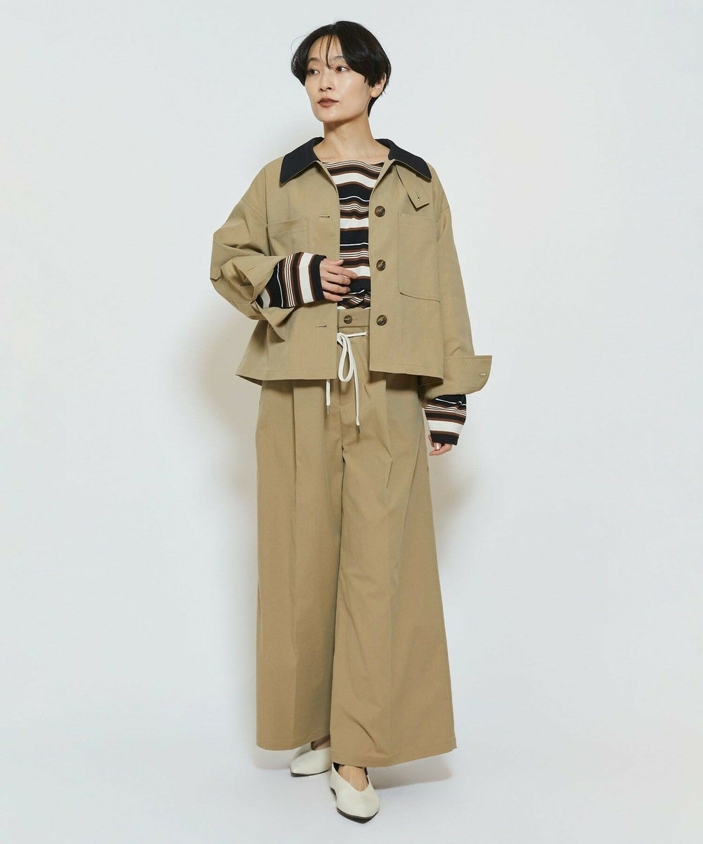 feerique Lサイズ（大きいサイズ） 【Lサイズ】feerique ポリエステルツイルワイドチノパンツ［セットアップ可能］ ベージュ
