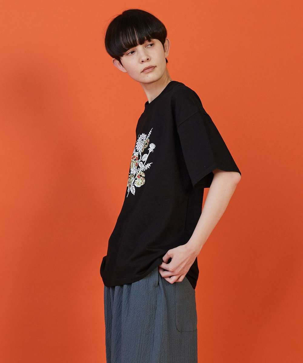FRAPBOIS フラワーロゴＴシャツ ブラック