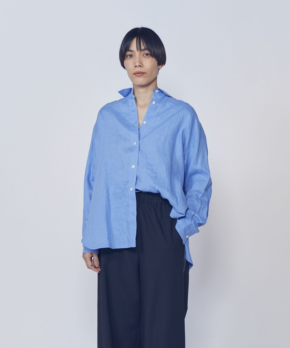 1er Arrondissement 【リニューアル】ウォッシュリネンシャツ サックスブルー