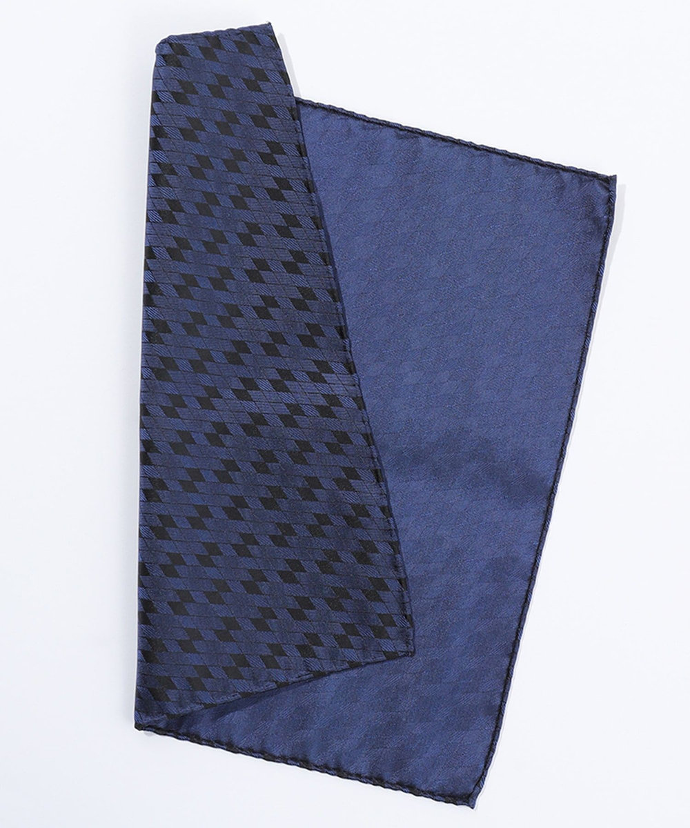MEN'S BIGI アーガイル柄シルクチーフ ネイビー