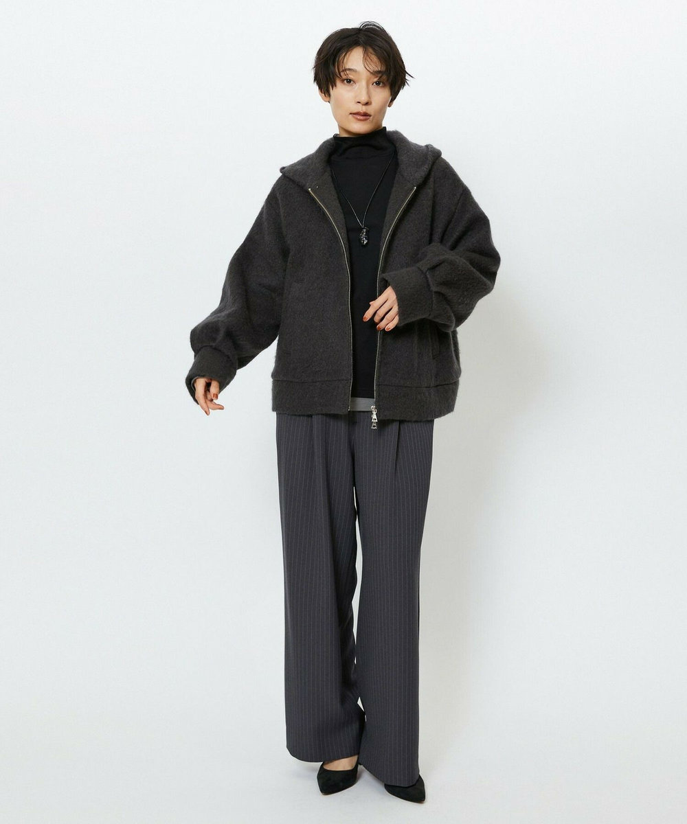 feerique feerique モヘアシャギーフードブルゾン チャコールグレー
