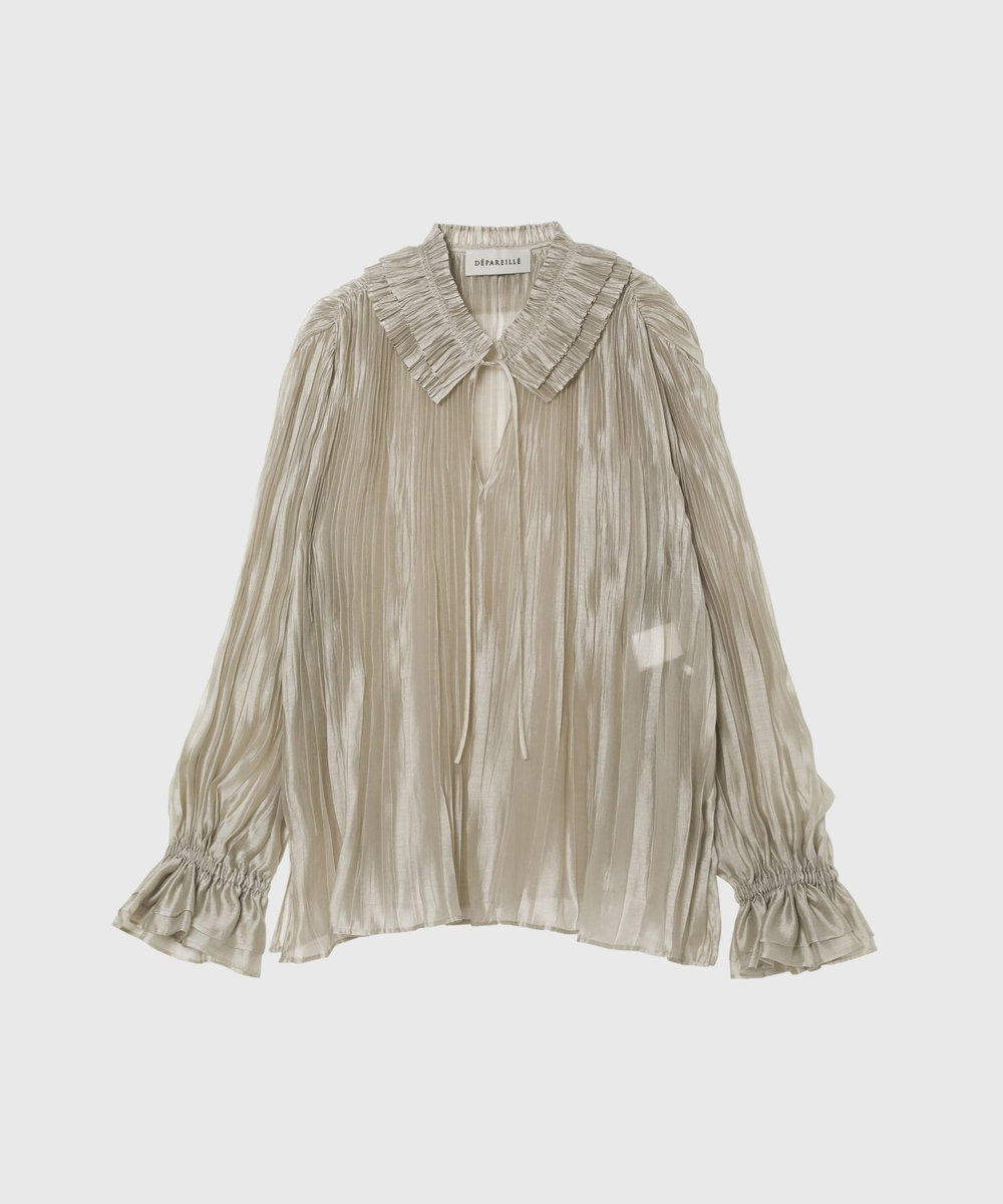 DÉPAREILLÉ TENCEL ORGANDY PLEATS BLOUSE / テンセルオーガンジープリーツブラウス ベージュ