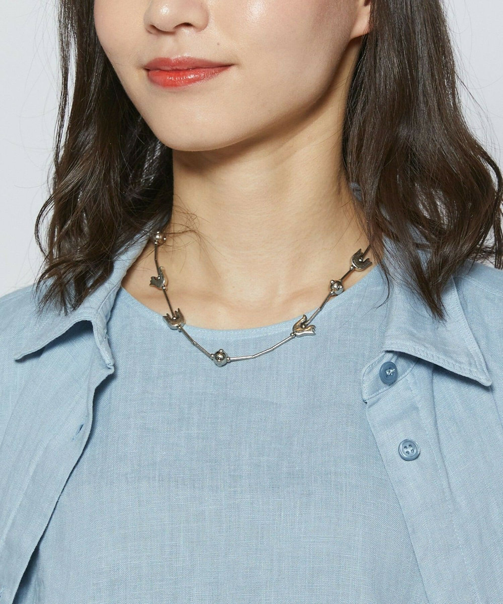L'EQUIPE フラワー＆バードショートネックレス シルバー