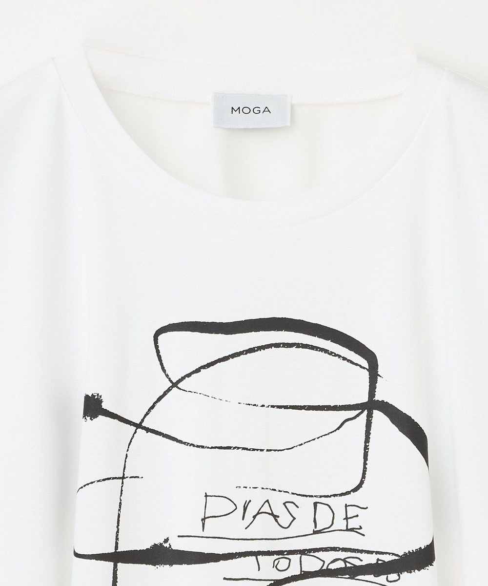 MOGA コットンスムースプリントTシャツ ホワイト