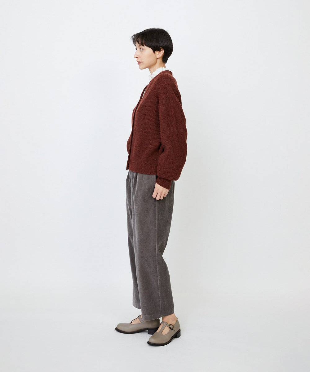 LOISIR ラムウール片畦ショートカーディガン ブラウン系その他
