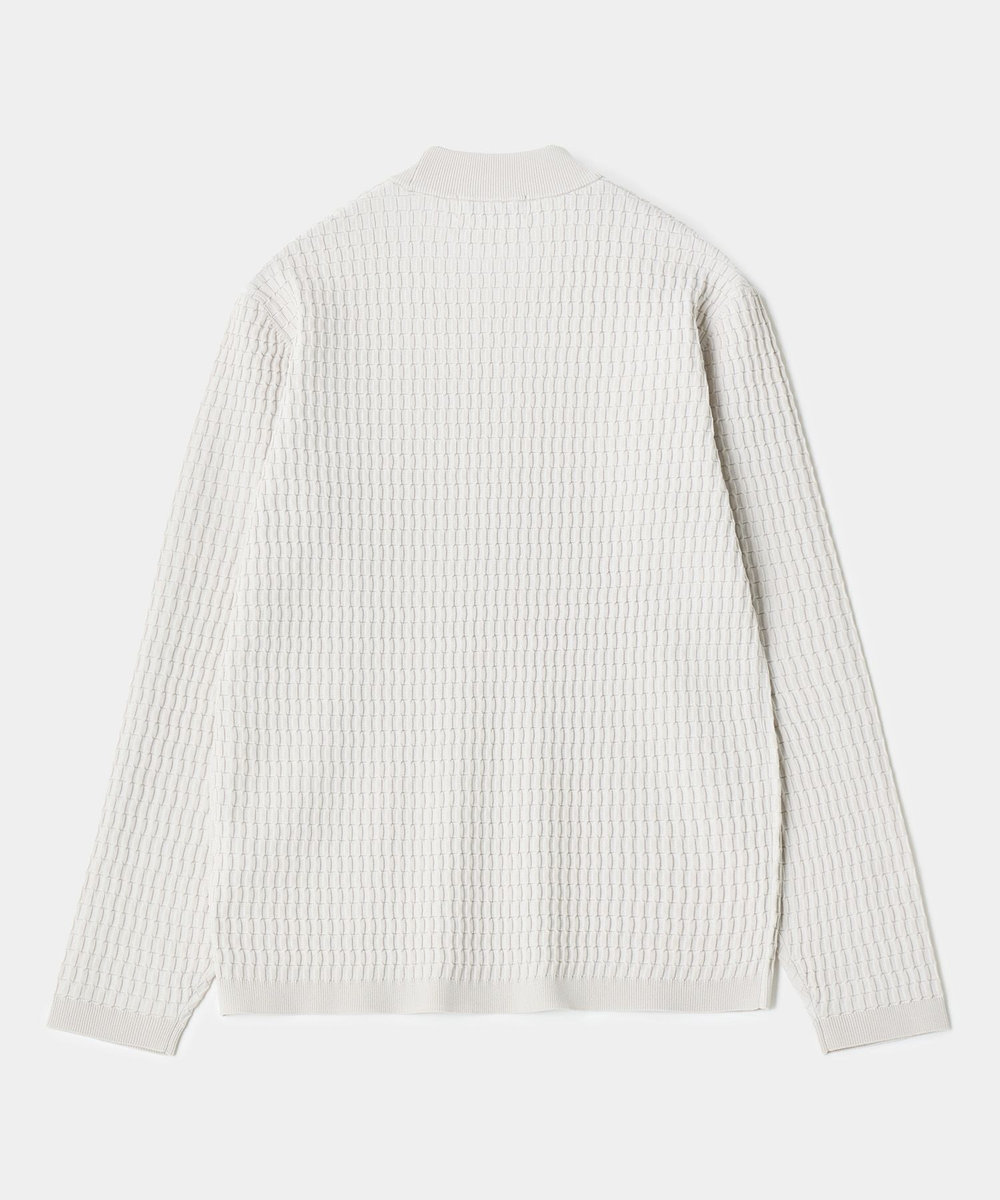 MEN'S BIGI ブリスタージャカード 変形ケーブルモックネックロングTEE オフホワイト