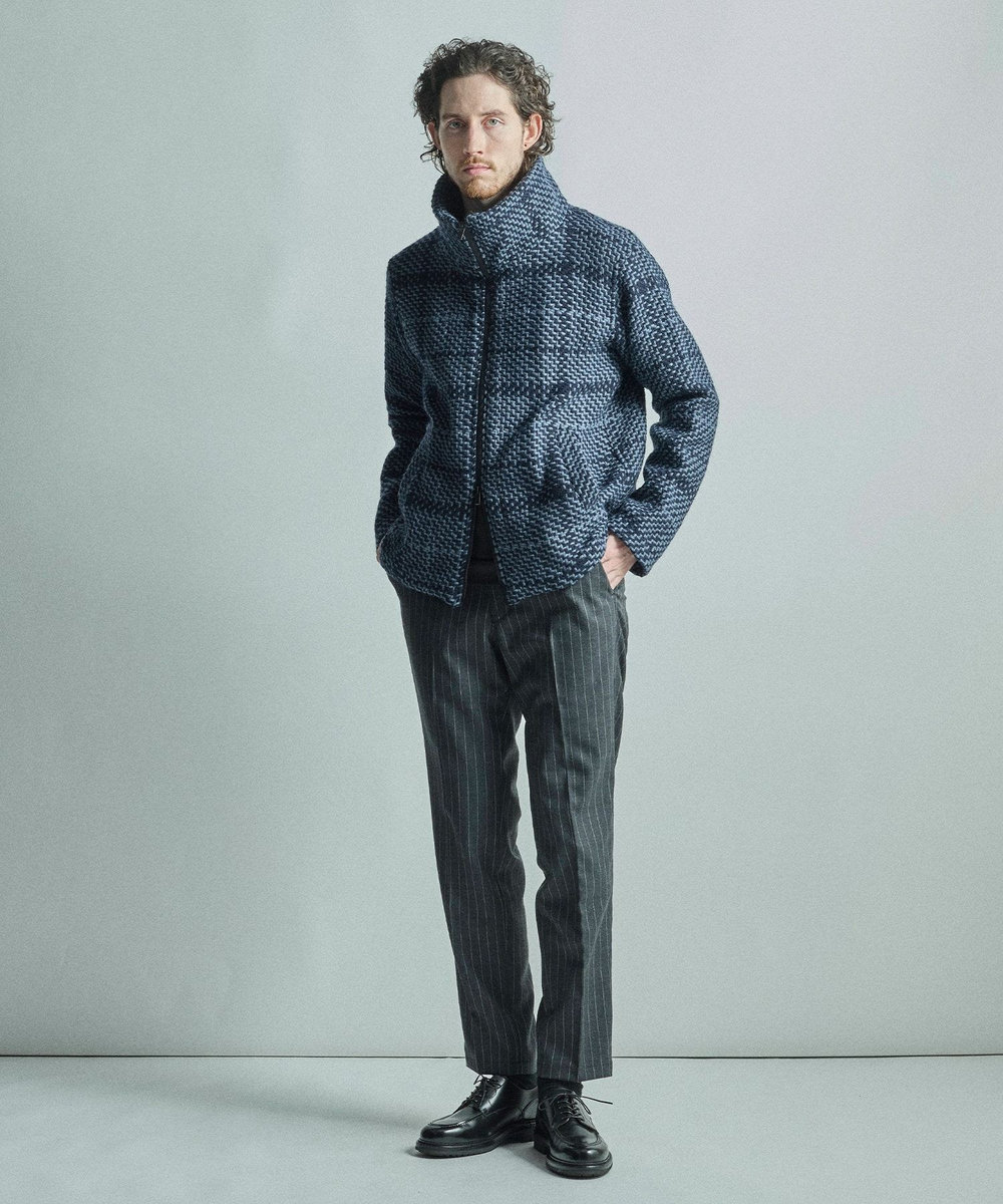 MEN'S BIGI 【John Branigan/ジョン・ブラニガン】別注チェック柄ニット風ブルゾン ネイビー