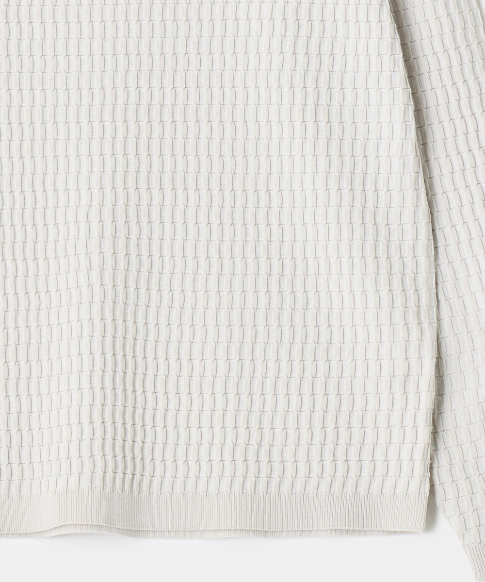 MEN'S BIGI ブリスタージャカード 変形ケーブルモックネックロングTEE オフホワイト