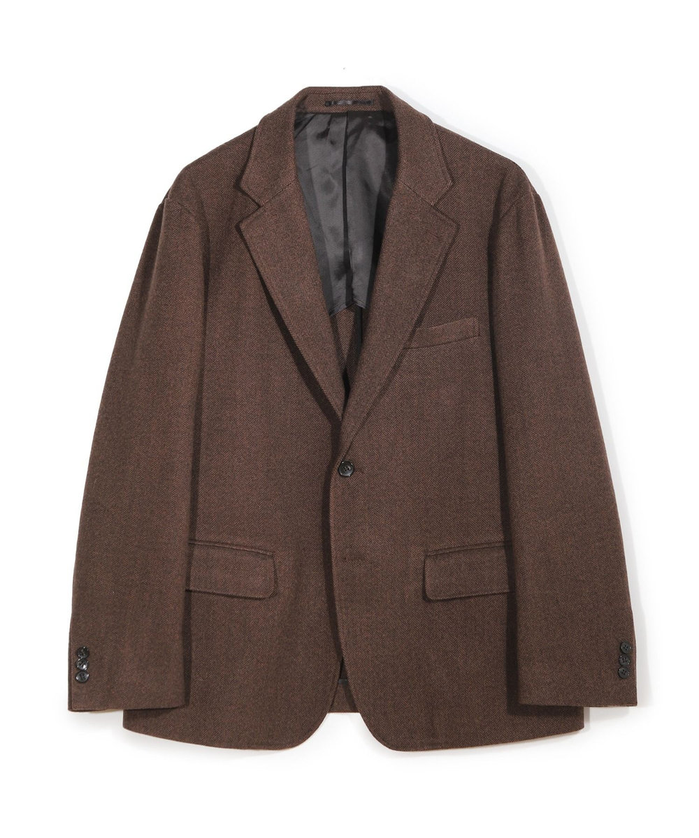 MEN'S BIGI ヘリンボーン柄テーラードジャケット ブラウン