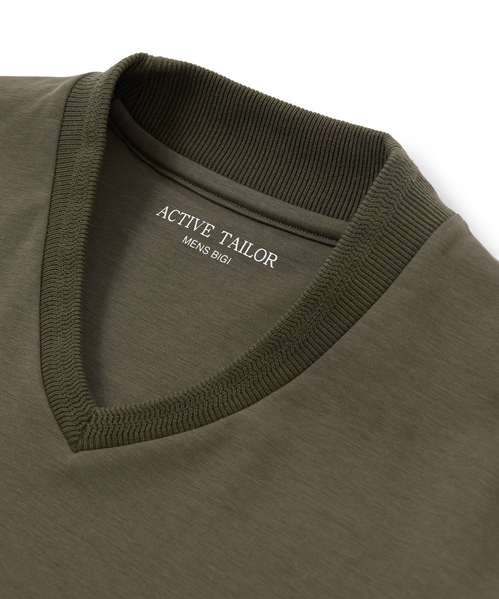 MEN'S BIGI 【ACTIVE TAILOR/アクティブテイラー】シルケットスムースVネックTシャツ＜接触冷感 / UVカット＞ ブラウン