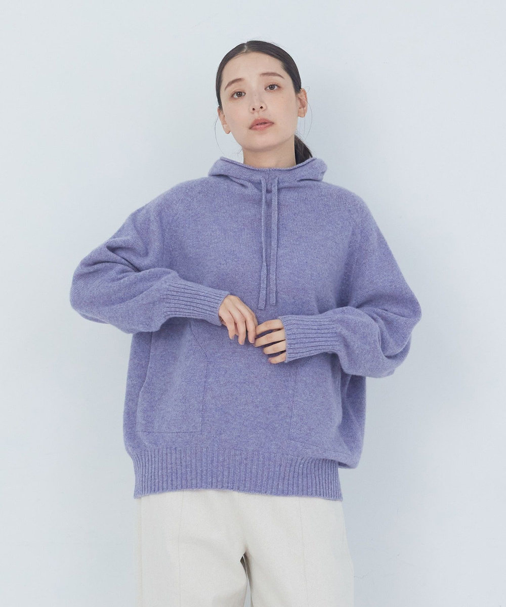 ADIEU TRISTESSE ウールカシミヤドルマンスリーブフーディ パープル