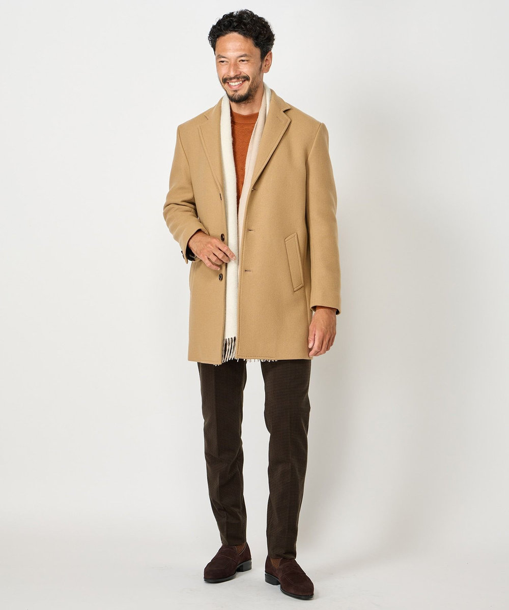 MEN'S BIGI リバーシブルウールマフラー オフホワイト