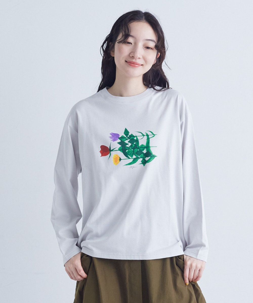 congés payés ADIEU TRISTESSE ichiro yamaguchi.ロングＴシャツ ブル－グレ－