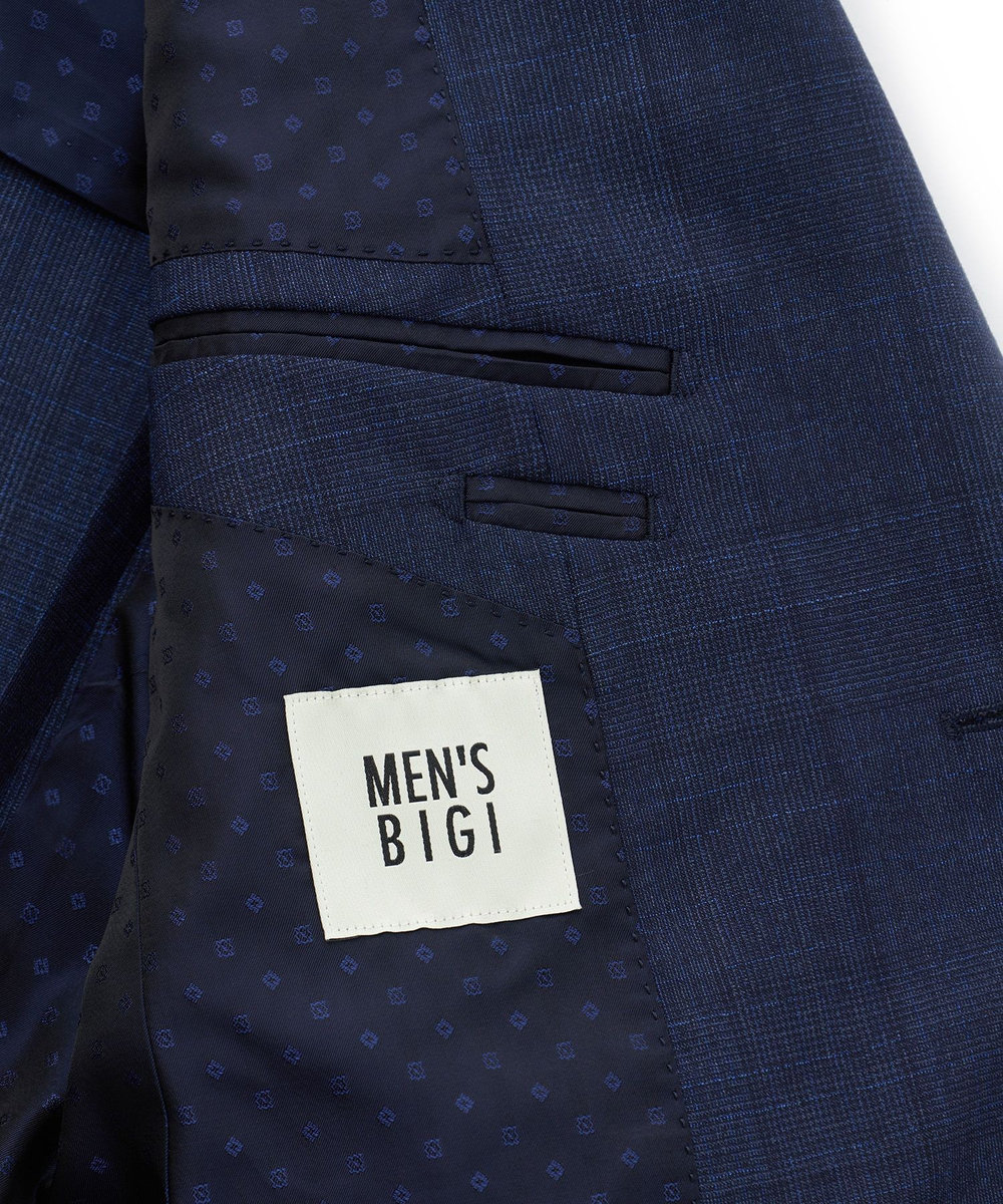 MEN'S BIGI 【Loro Piana/ロロ・ピアーナ】ウール梳毛 グレンチェック柄スーツ ネイビー