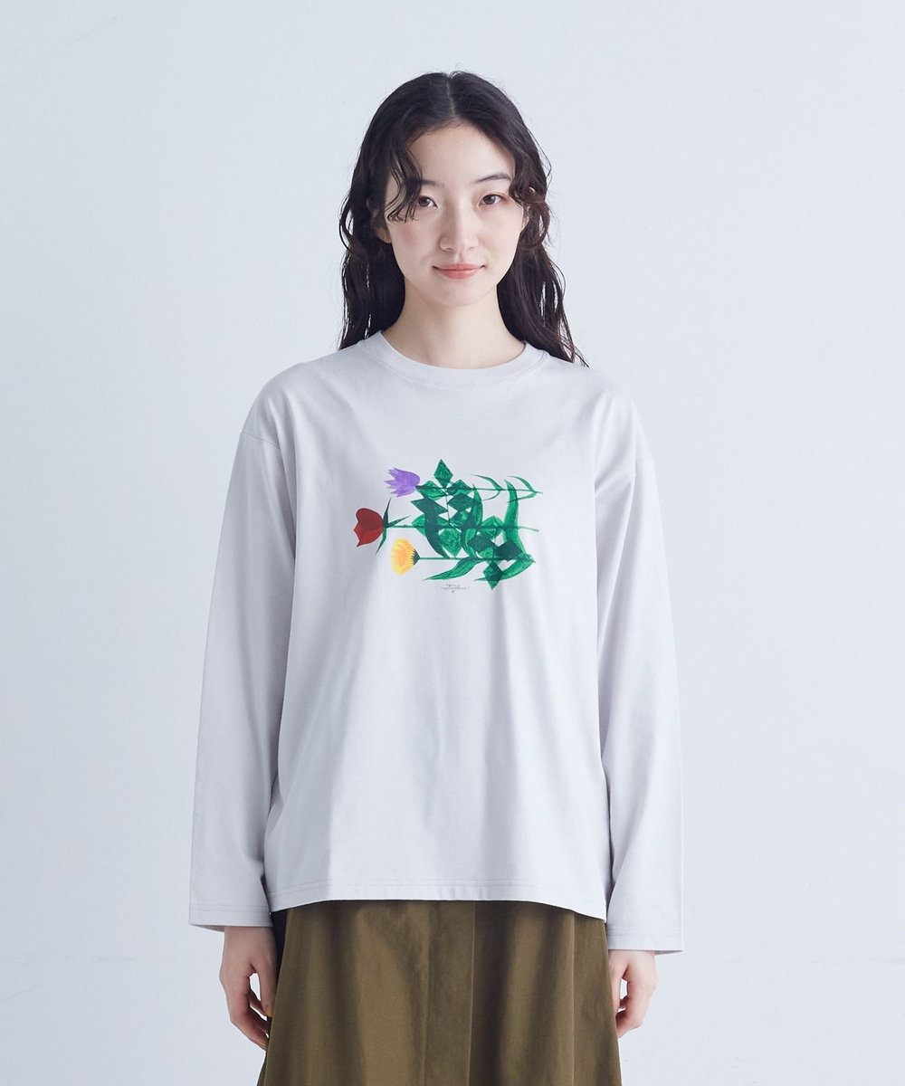 congés payés ADIEU TRISTESSE ichiro yamaguchi.ロングＴシャツ ブル－グレ－