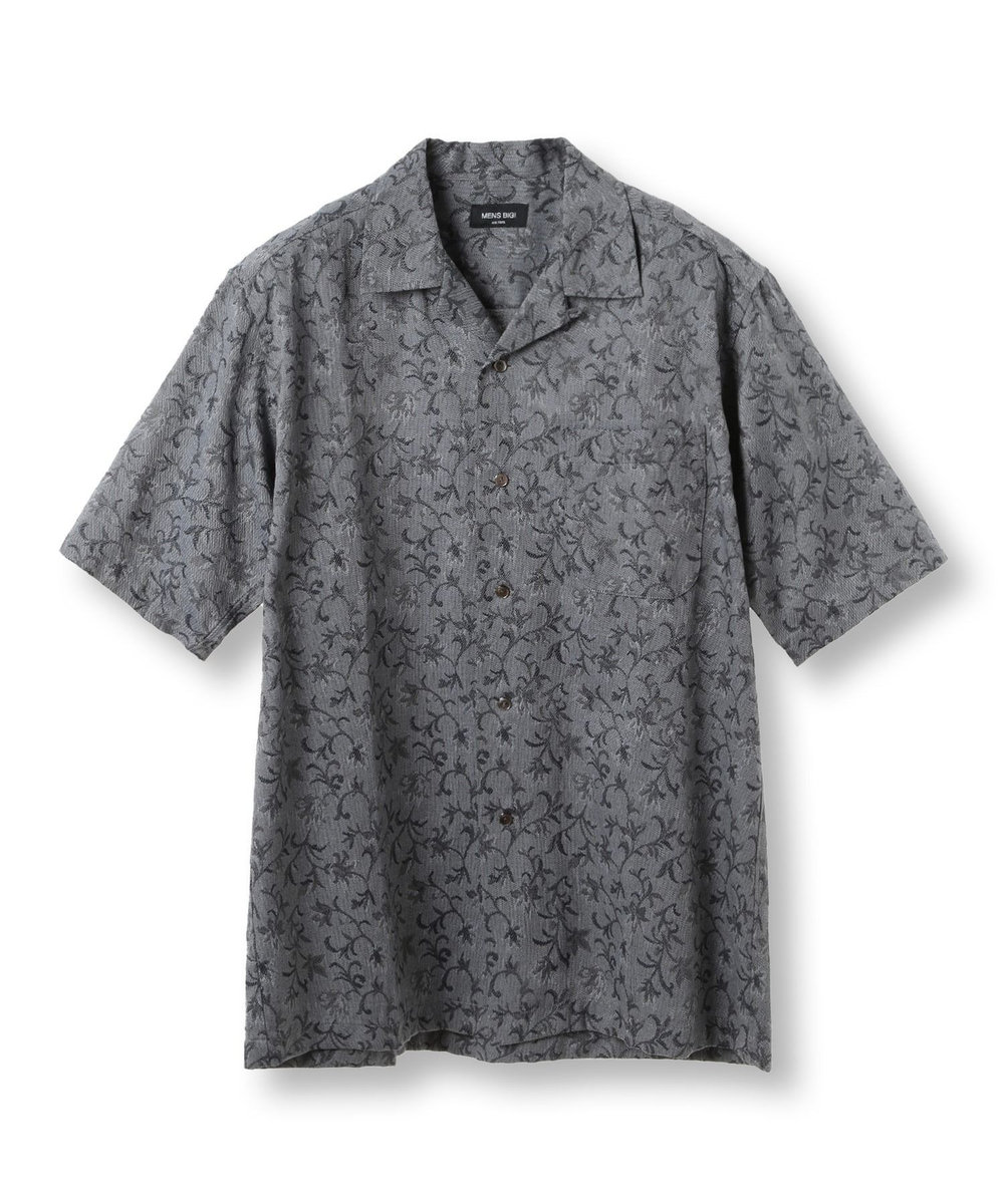 MEN'S BIGI ジャガードオープンカラーシャツ ライトグレー