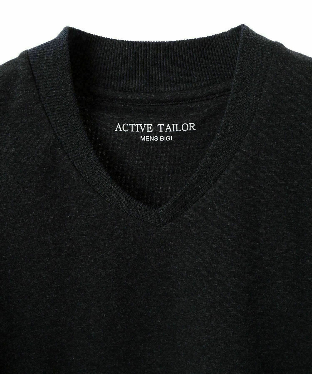 MEN'S BIGI 【ACTIVE TAILOR/アクティブテイラー】シルケットスムースVネックTシャツ＜接触冷感 / UVカット＞ ネイビー