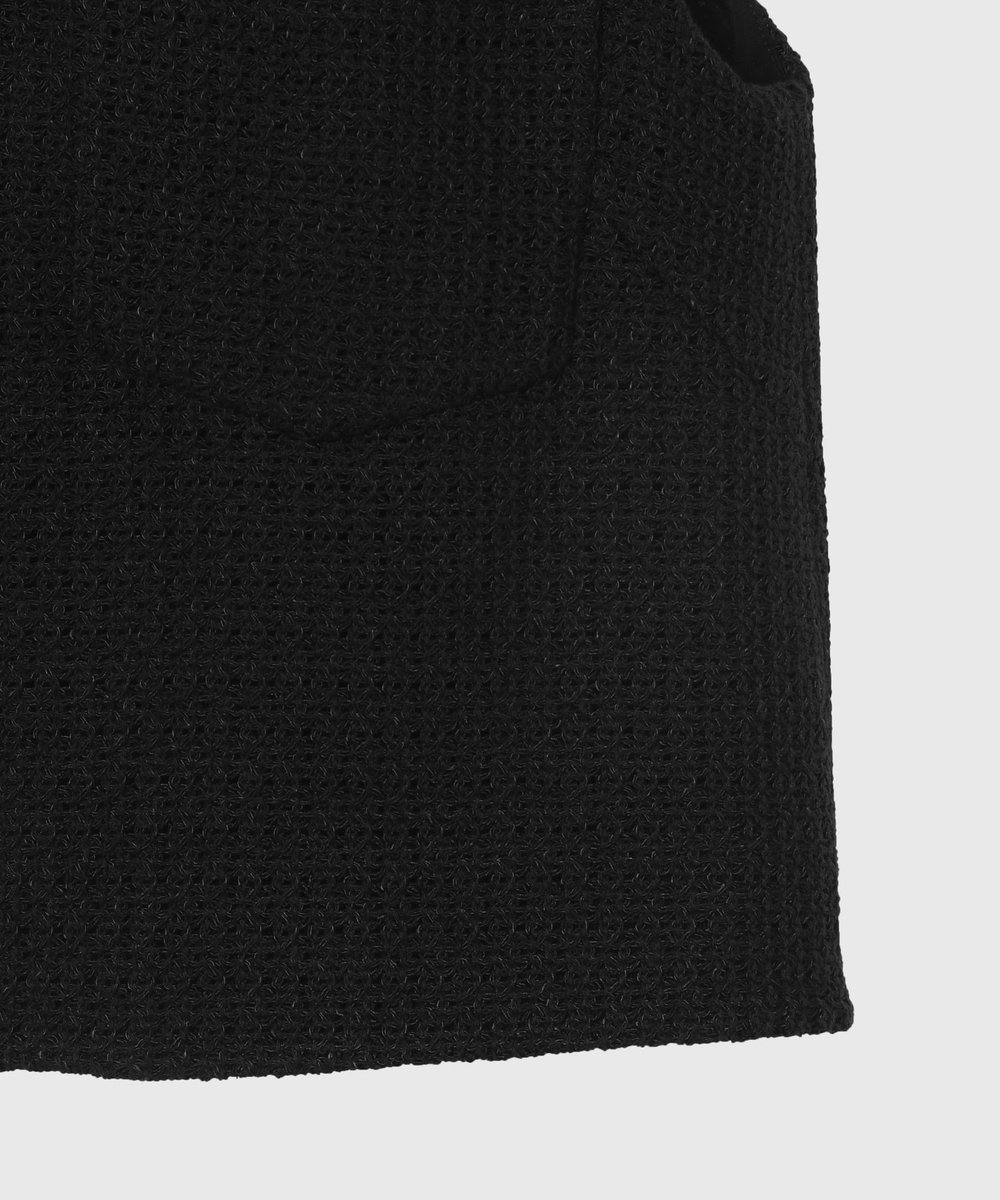 DÉPAREILLÉ COTTON RAYON KARAMI GILET / コットンレーヨンカラミジレ ブラック