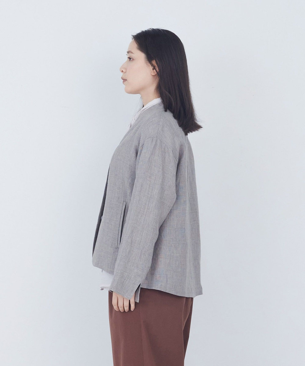 ADIEU TRISTESSE リネングレンチェックジャケット グレー系その他