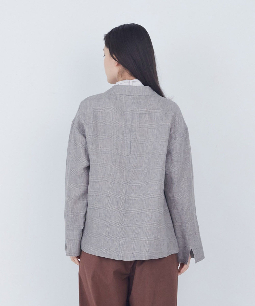 ADIEU TRISTESSE リネングレンチェックジャケット グレー系その他