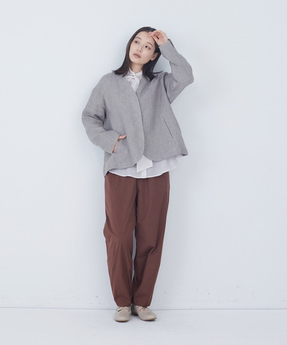 ADIEU TRISTESSE リネングレンチェックジャケット グレー系その他
