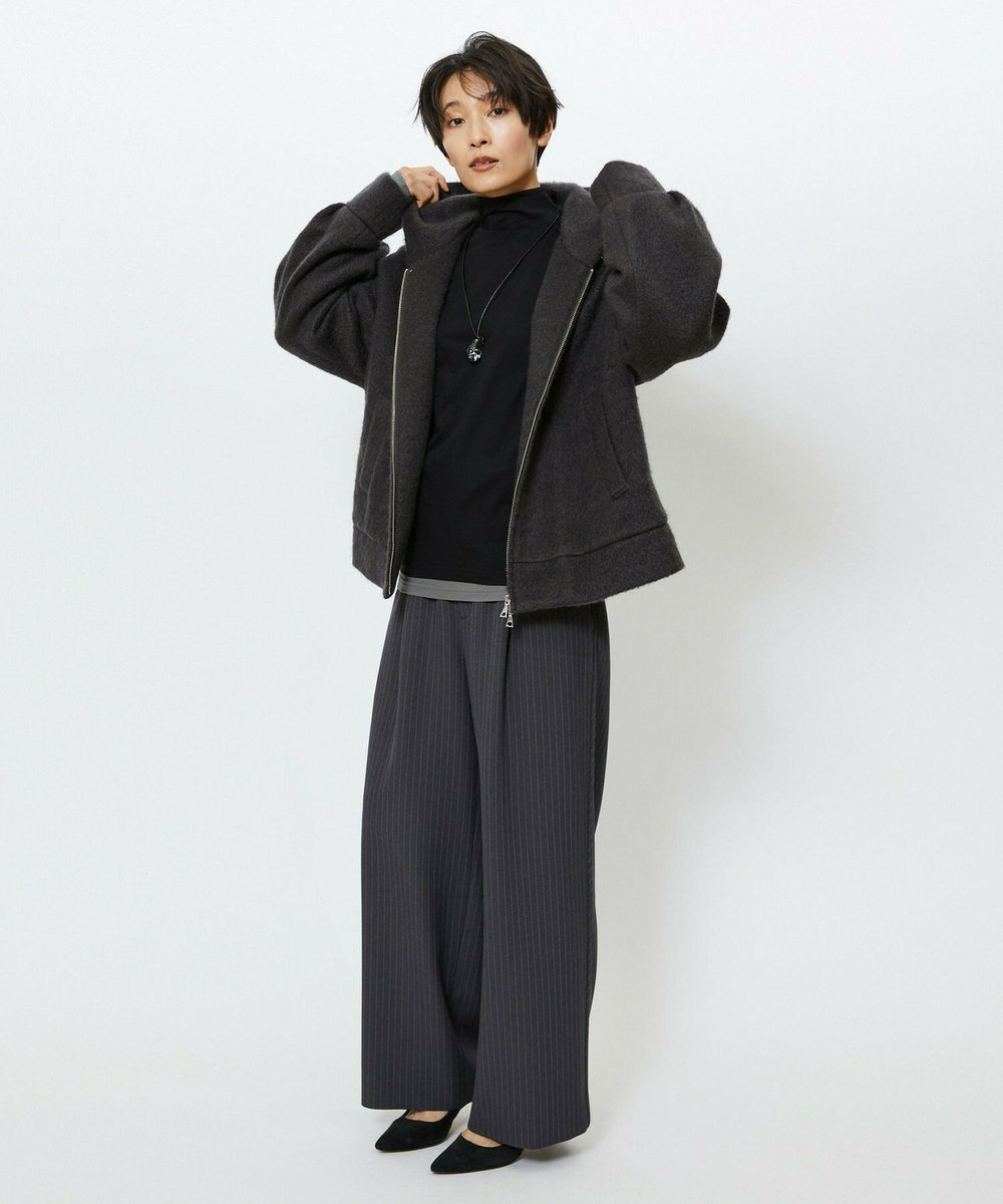 feerique feerique モヘアシャギーフードブルゾン チャコールグレー