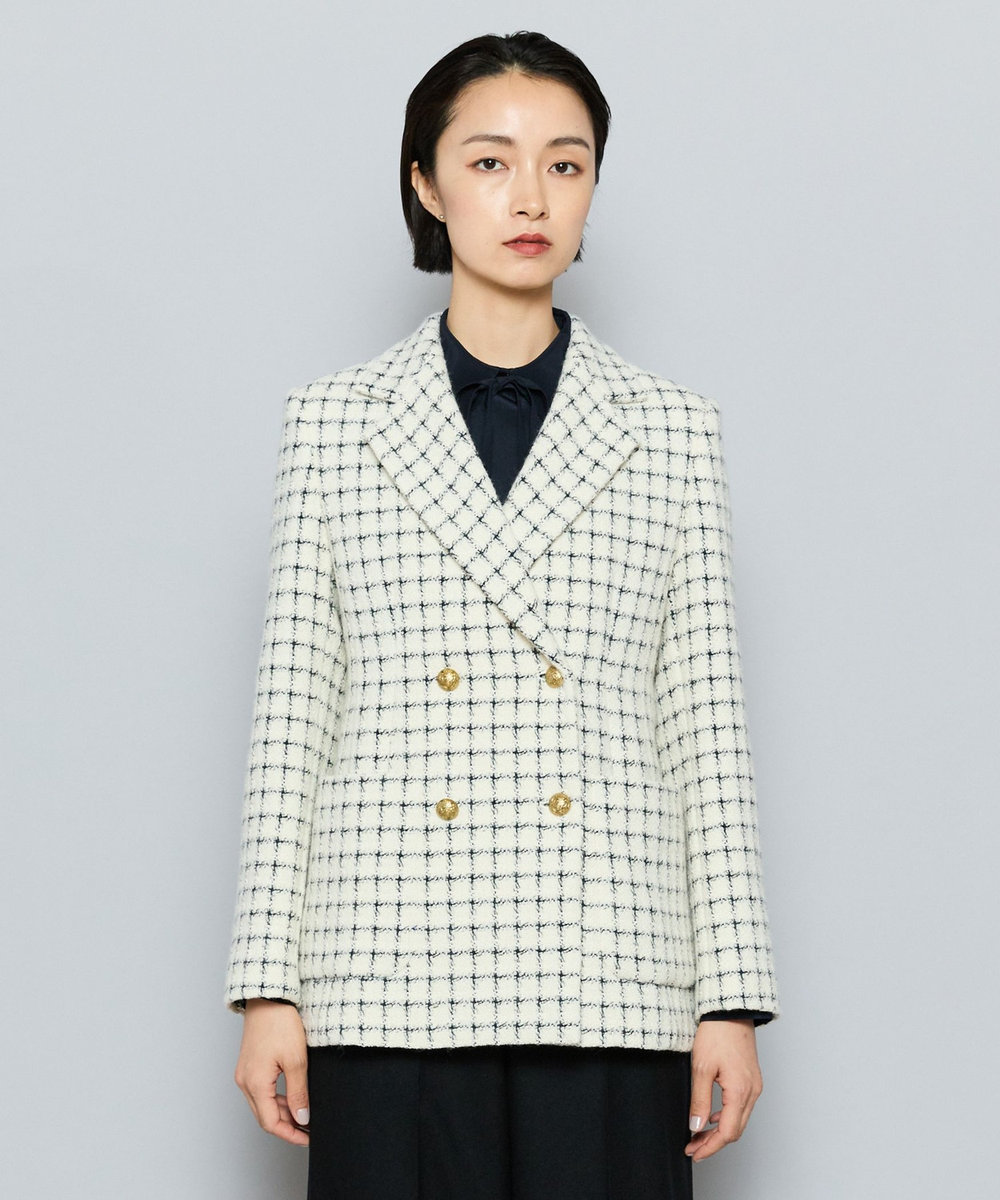 L'EQUIPE COUTURIER LINTONツイードテーラードジャケット オフホワイト