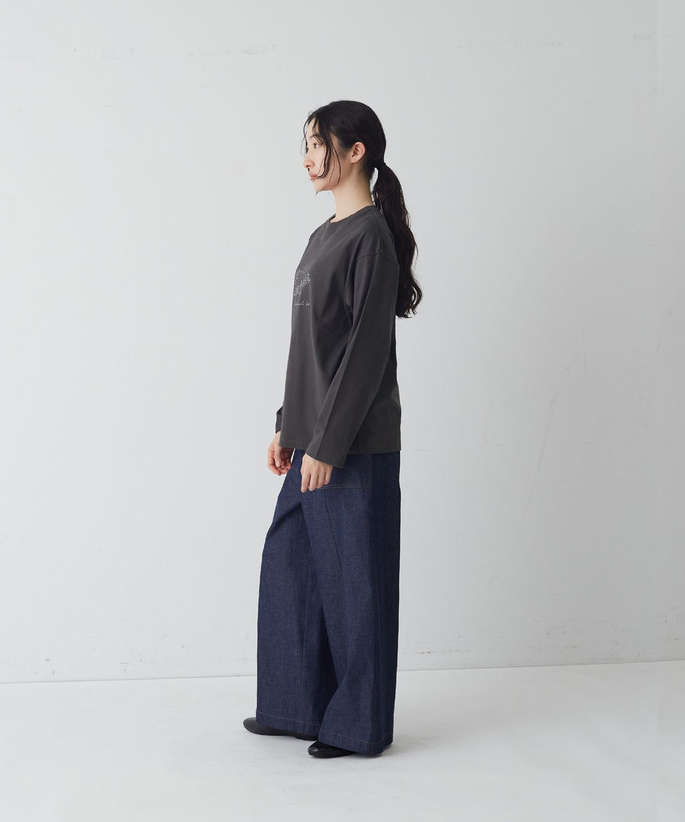 congés payés ADIEU TRISTESSE 《ナガノチサトさんコラボ》ロングスリーブTシャツ チャコールグレー