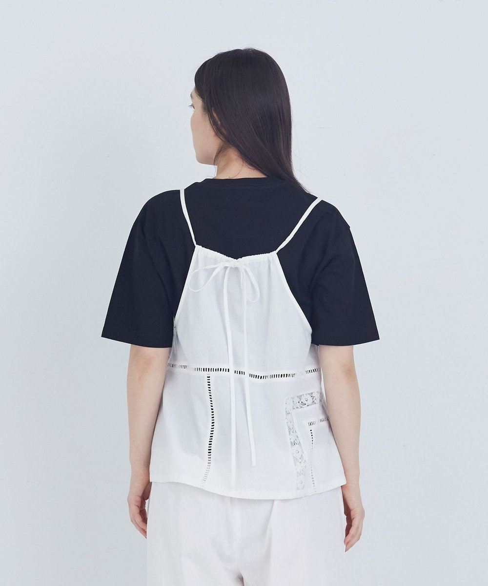ADIEU TRISTESSE ポプリン刺繍キャミソール オフホワイト