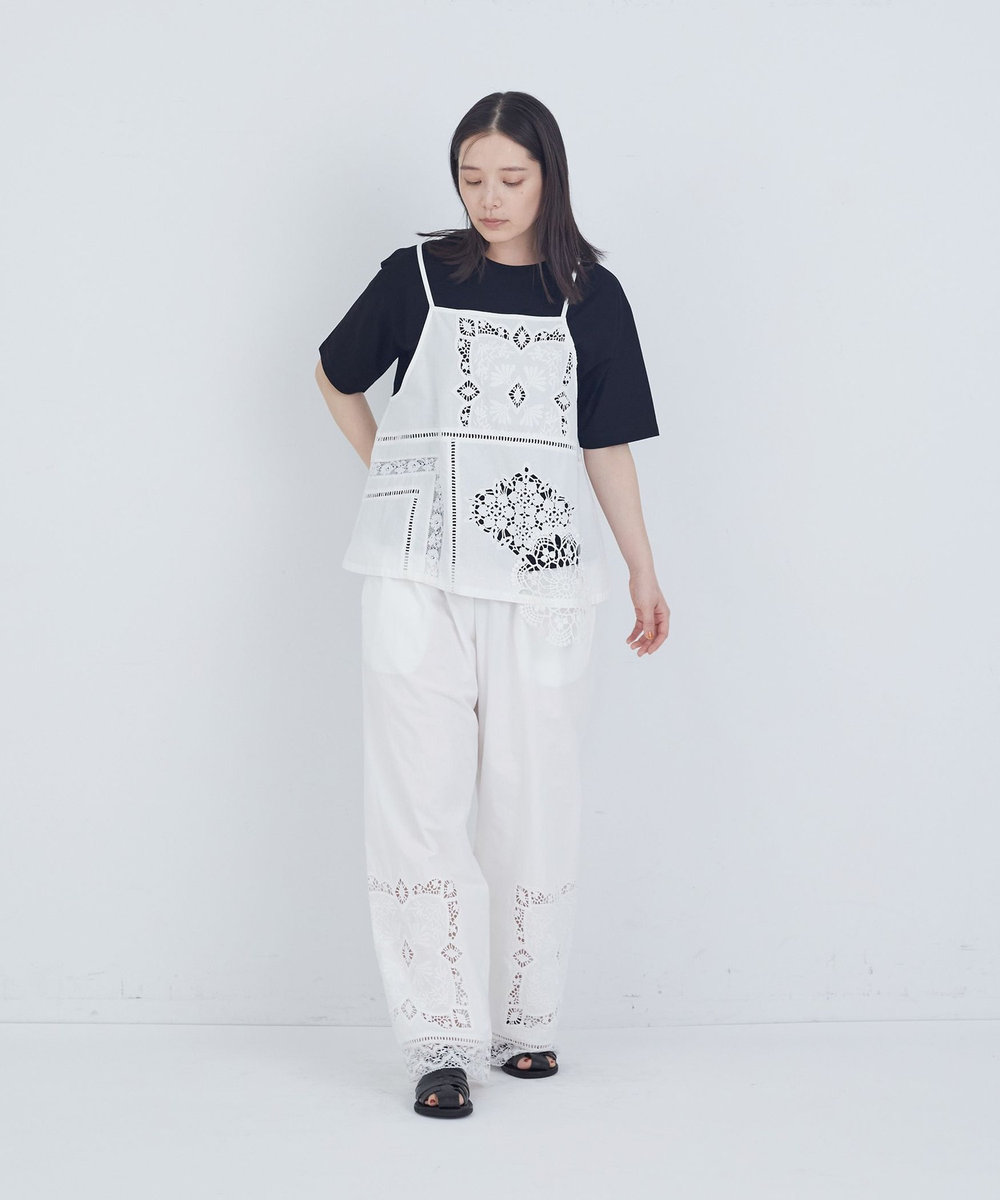 ADIEU TRISTESSE ポプリン刺繍キャミソール オフホワイト