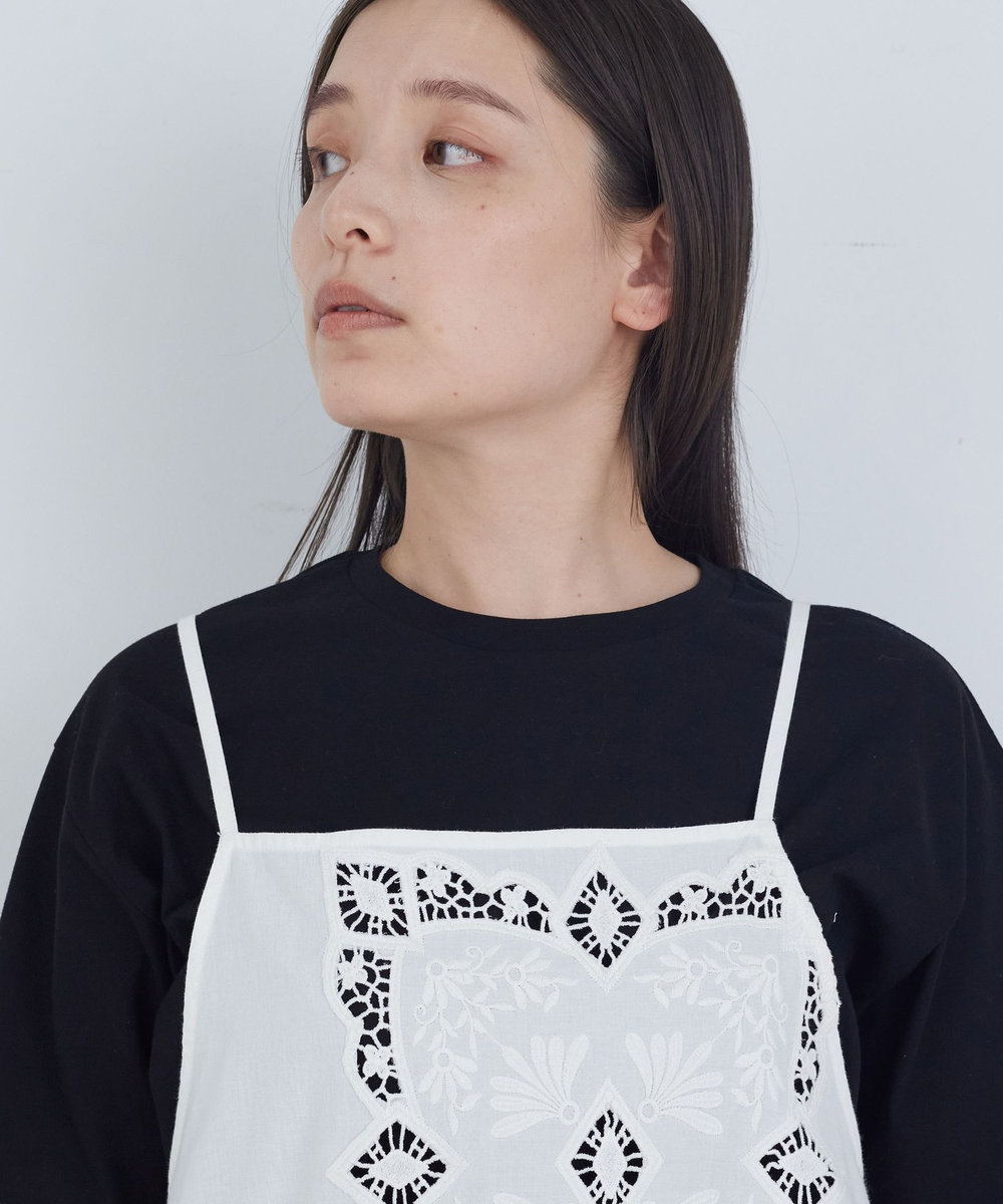 ADIEU TRISTESSE ポプリン刺繍キャミソール オフホワイト